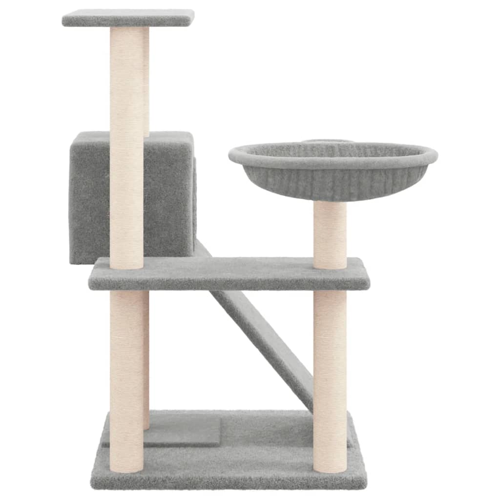 Albero per Gatti con Tiragraffi in Sisal Grigio Chiaro 82 cm 171667