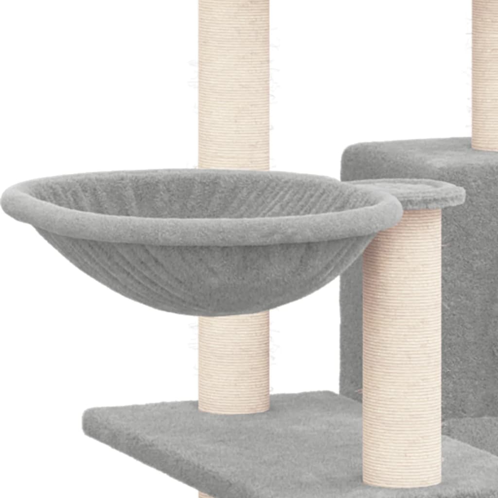 Albero per Gatti con Tiragraffi in Sisal Grigio Chiaro 82 cm 171667