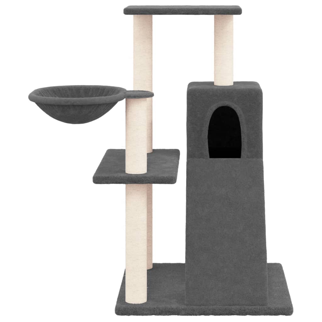 Albero per Gatti con Tiragraffi in Sisal Grigio Scuro 82 cm 171668