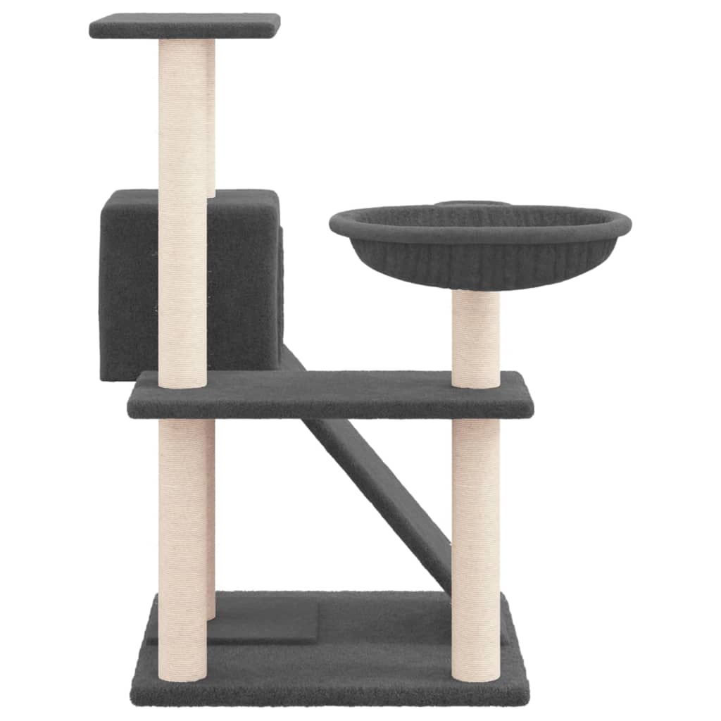 Albero per Gatti con Tiragraffi in Sisal Grigio Scuro 82 cm 171668