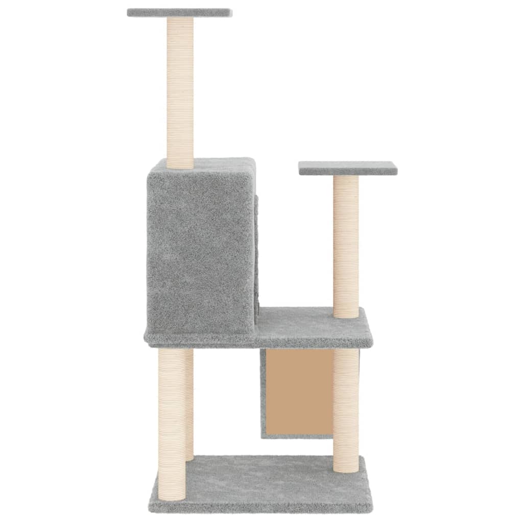 Albero per Gatti con Tiragraffi in Sisal Grigio Chiaro 109 cm 171670