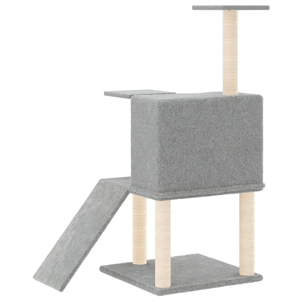 Albero per Gatti con Tiragraffi in Sisal Grigio Chiaro 109 cm 171670