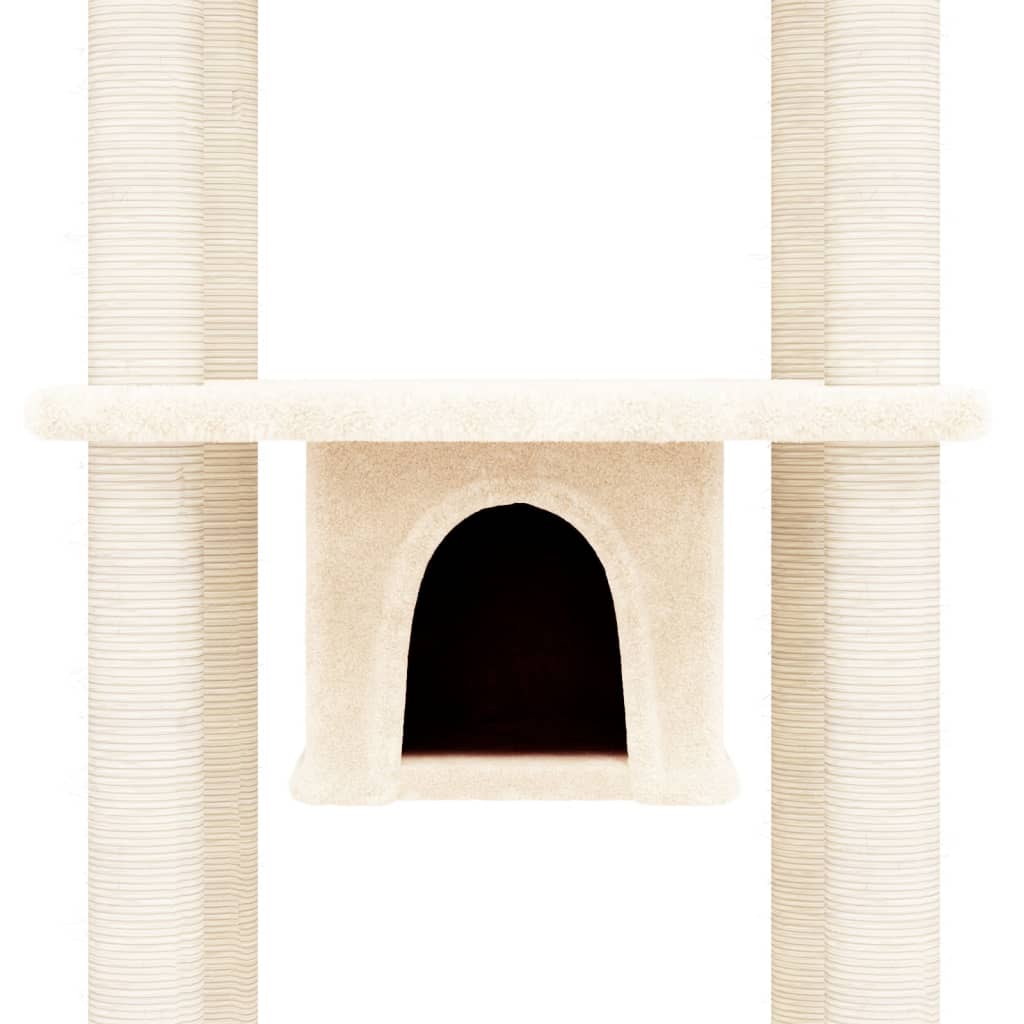 Albero per Gatti con Tiragraffi in Sisal Crema 169 cm 171672