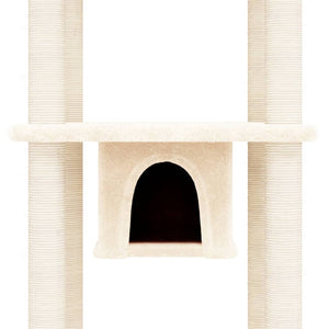 Albero per Gatti con Tiragraffi in Sisal Crema 169 cm 171672