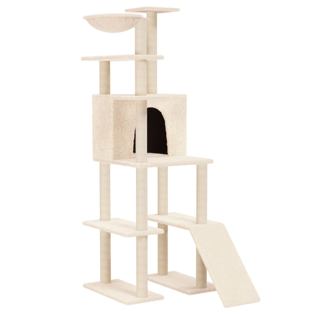 Albero per Gatti con Tiragraffi in Sisal Crema 166 cm cod mxl 15186