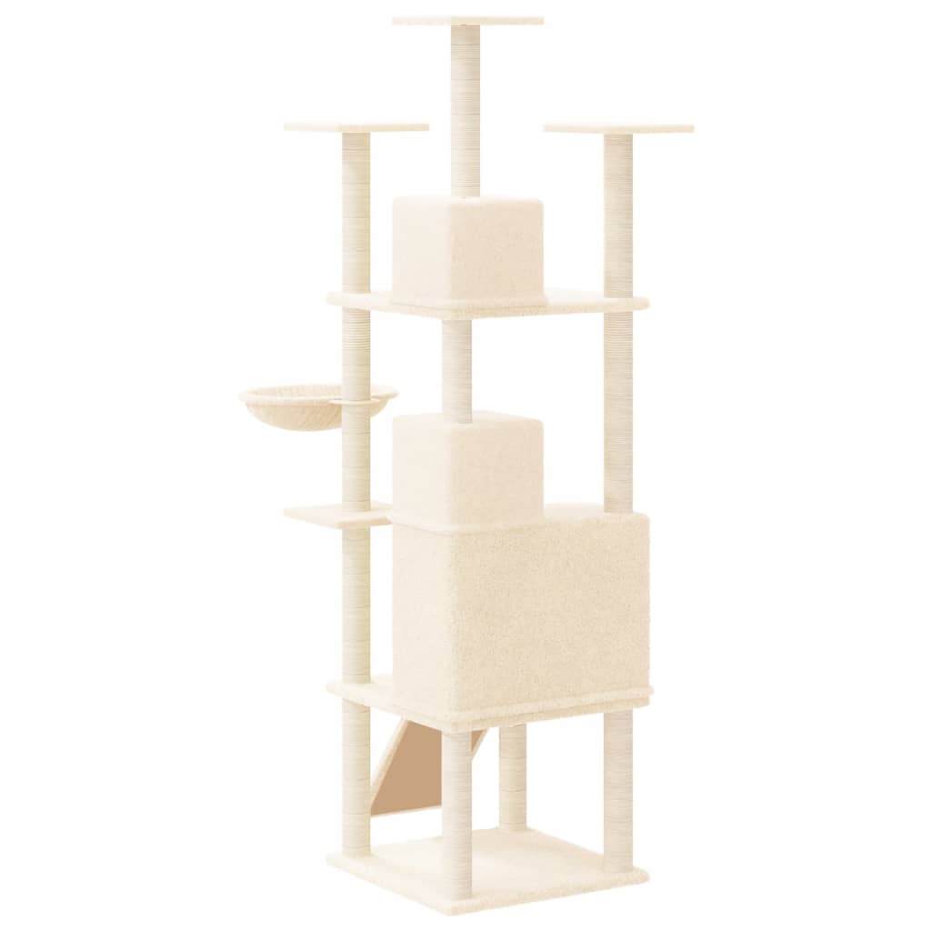 Albero per Gatti con Tiragraffi in Sisal Crema 175 cm 171684