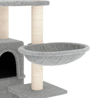 Albero per Gatti con Tiragraffi in Sisal Grigio Chiaro 175 cm