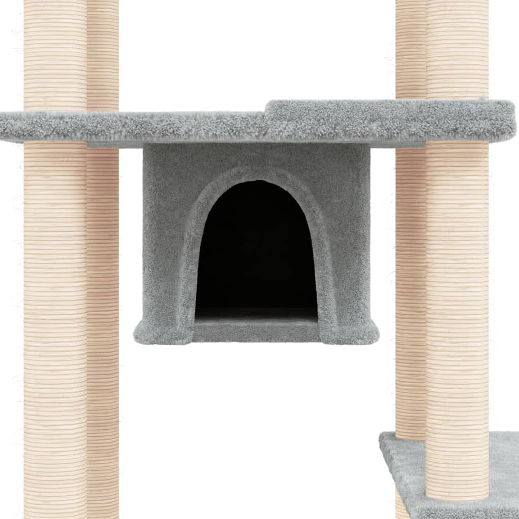 Albero per Gatti con Tiragraffi in Sisal Grigio Chiaro 176 cm cod mxl 23092