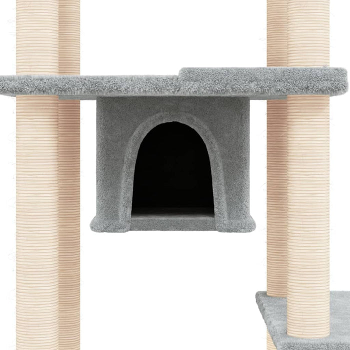 Albero per Gatti con Tiragraffi in Sisal Grigio Chiaro 176 cm 171688