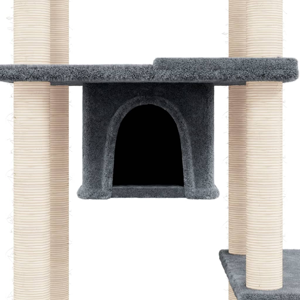 Albero per Gatti con Tiragraffi in Sisal Grigio Scuro 176 cm cod mxl 23094