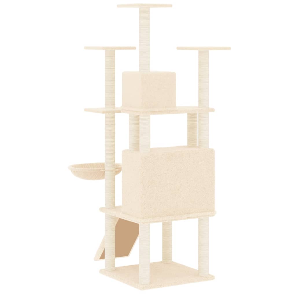 Albero per Gatti con Tiragraffi in Sisal Crema 154 cm 171690