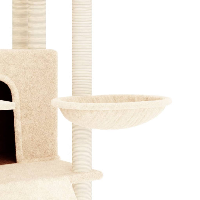 Albero per Gatti con Tiragraffi in Sisal Crema 154 cm