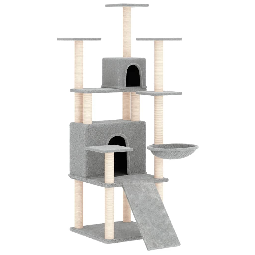 Albero per Gatti con Tiragraffi in Sisal Grigio Chiaro 154 cm 171691