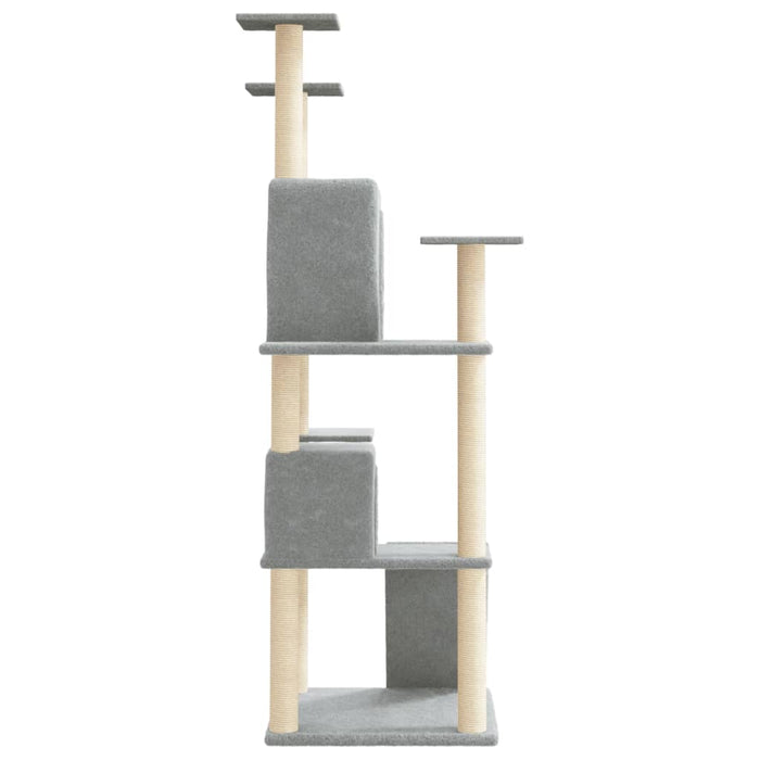 Albero per Gatti con Tiragraffi in Sisal Grigio Chiaro 153 cm cod mxl 13179