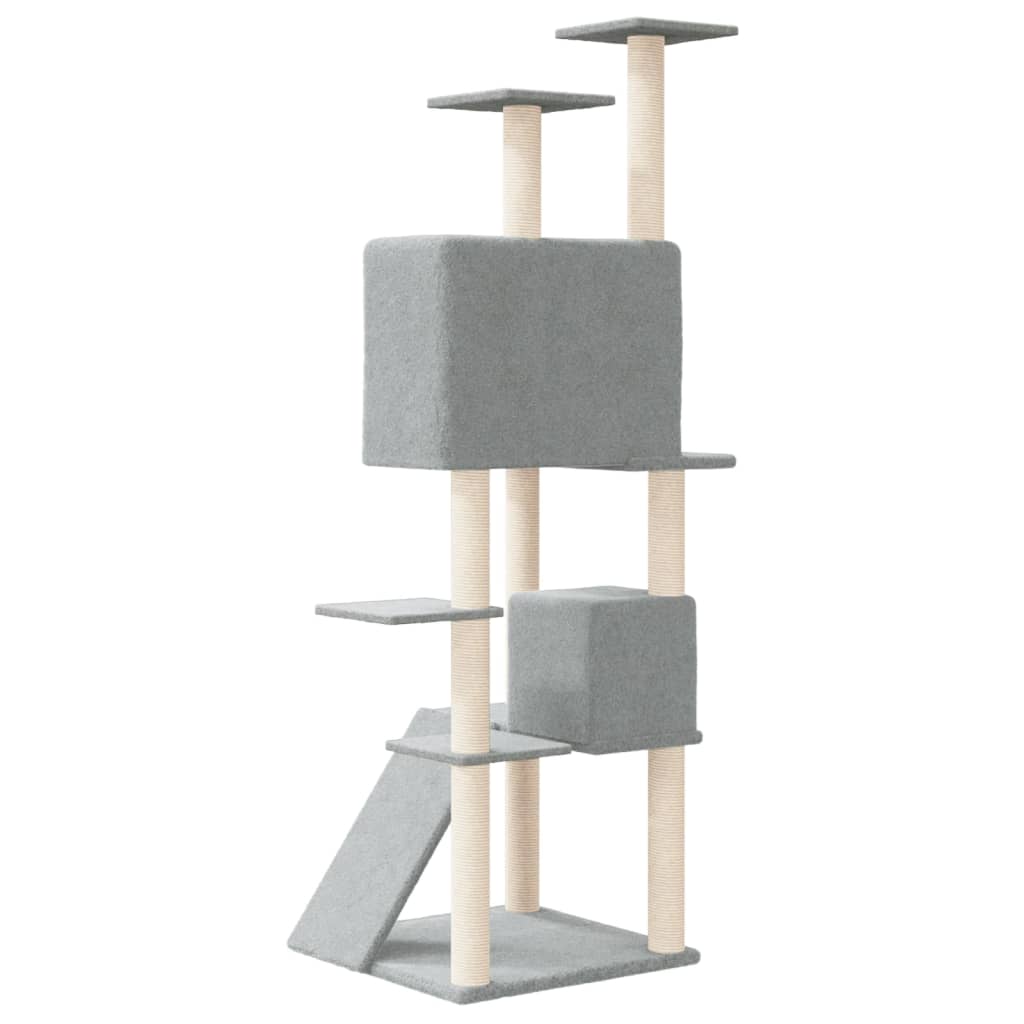 Albero per Gatti con Tiragraffi in Sisal Grigio Chiaro 153 cm 171694