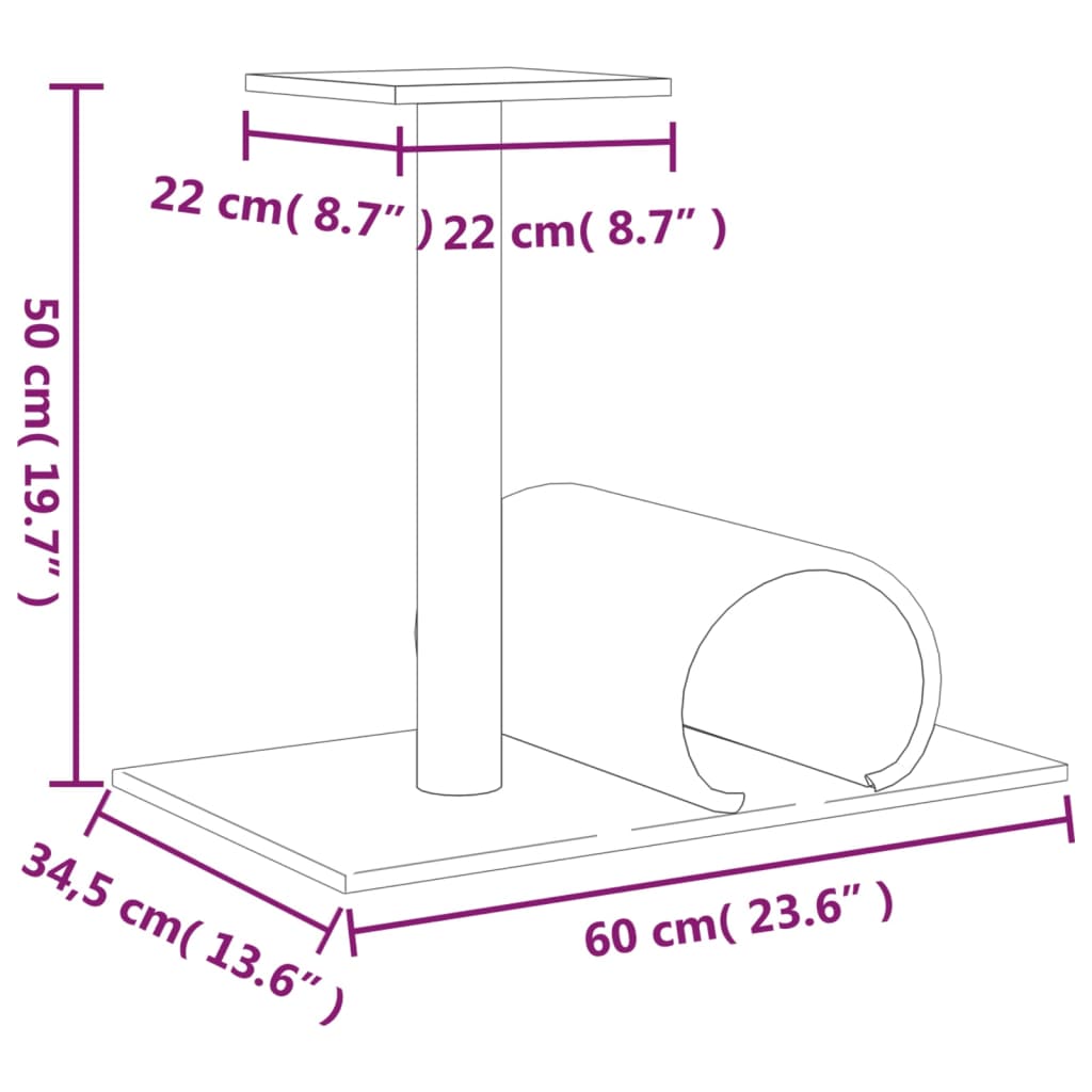 Palo Tiragraffi per Gatti con Tunnel Crema 60x34,5x50 cm 171696