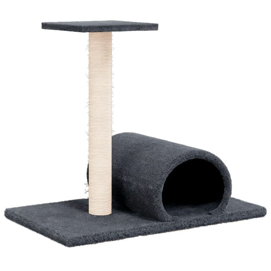 Palo Tiragraffi per Gatti con Tunnel Grigio Scuro 60x34,5x50cm 171698