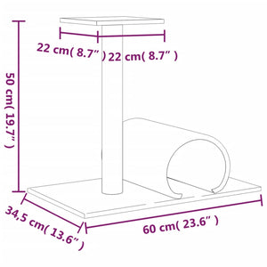 Palo Tiragraffi per Gatti con Tunnel Grigio Scuro 60x34,5x50cm 171698