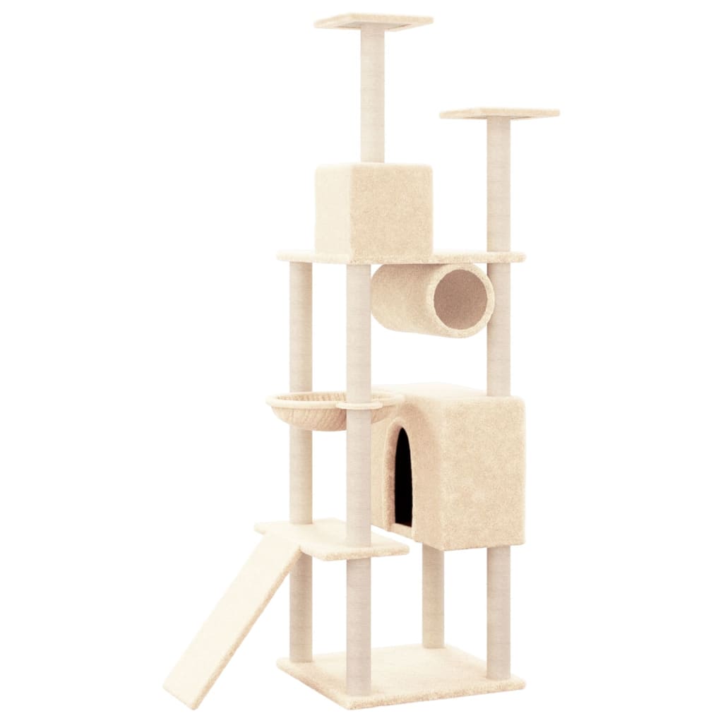 Albero per Gatti con Tiragraffi in Sisal Crema 168 cm 171699