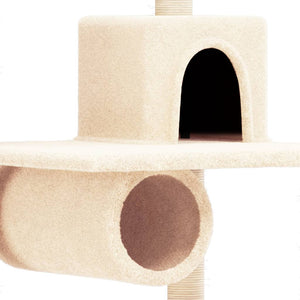 Albero per Gatti con Tiragraffi in Sisal Crema 168 cm 171699