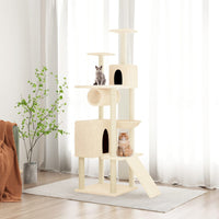 Albero per Gatti con Tiragraffi in Sisal Crema 168 cm 171699