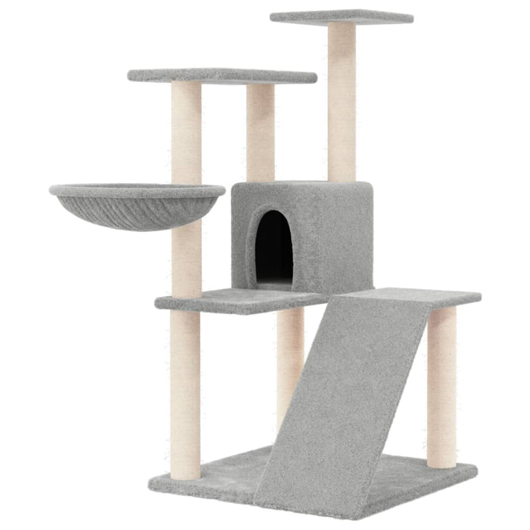 Albero per Gatti con Tiragraffi in Sisal Grigio Chiaro 94 cm 171703