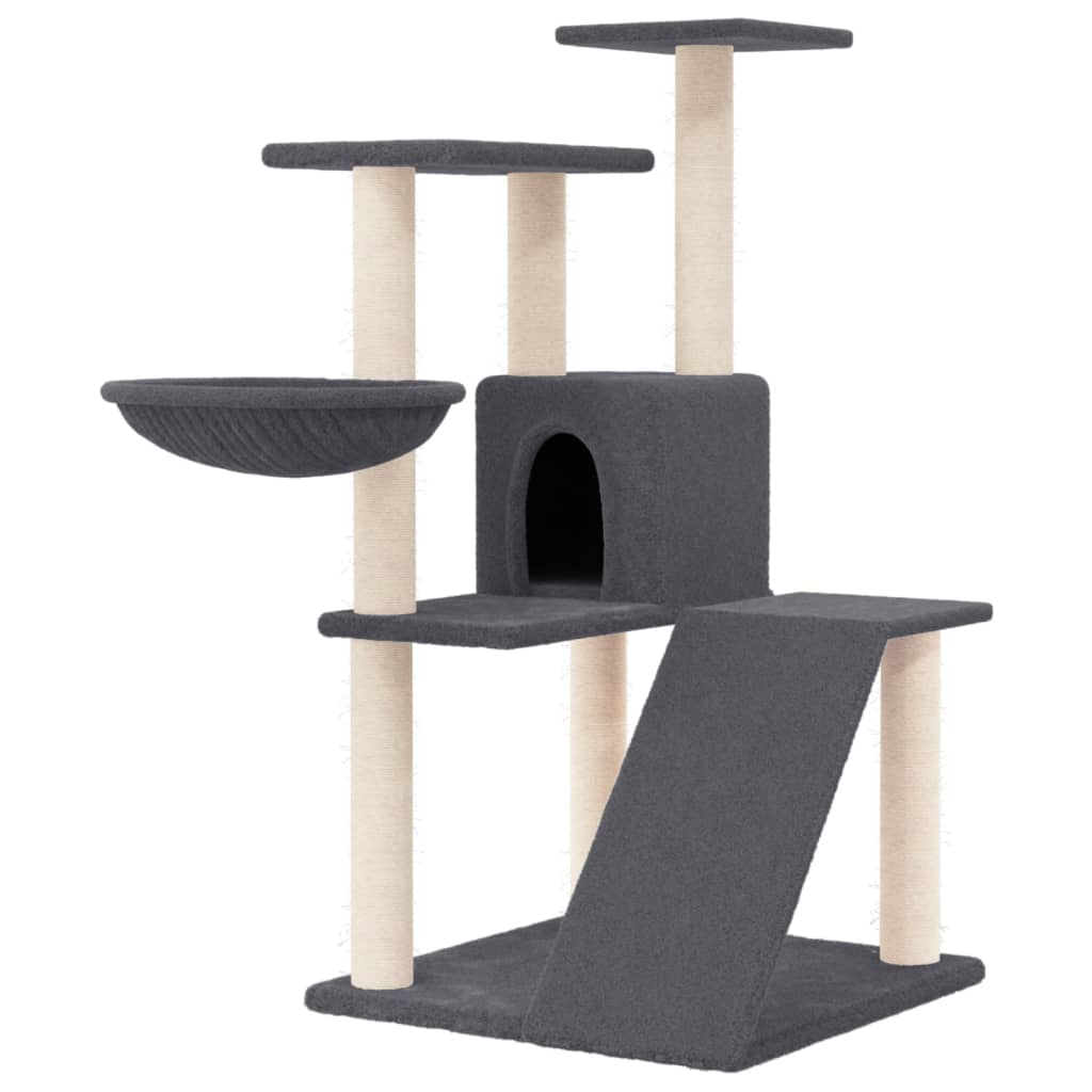 Albero per Gatti con Tiragraffi in Sisal Grigio Scuro 94 cm 171704