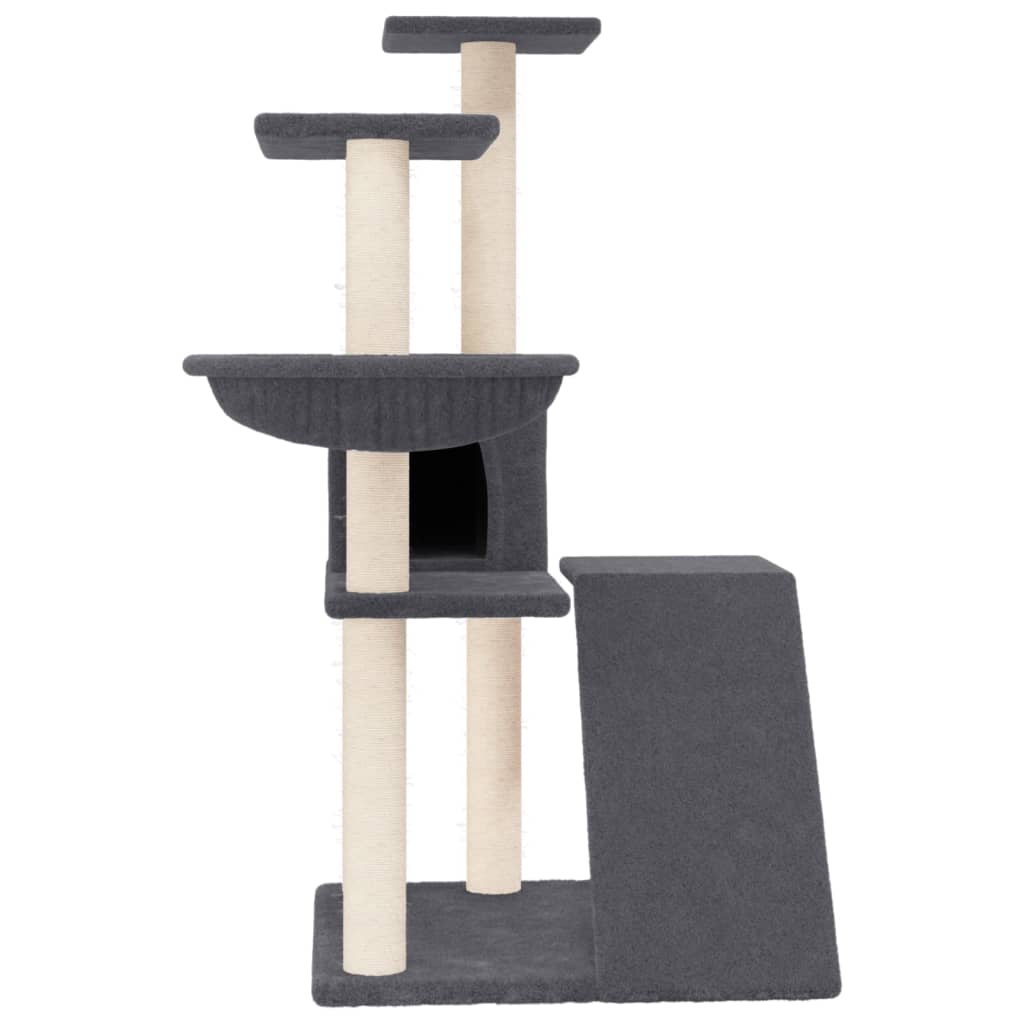 Albero per Gatti con Tiragraffi in Sisal Grigio Scuro 94 cm 171704