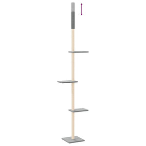 Albero per Gatti Pavimento Soffitto Grigio Chiaro 267,5-297,5cm 171706