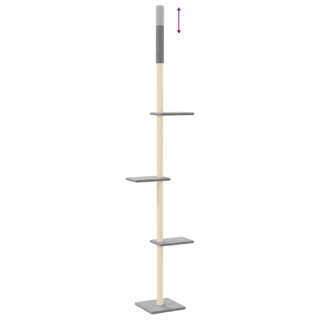 Albero per Gatti Pavimento Soffitto Grigio Chiaro 267,5-297,5cm