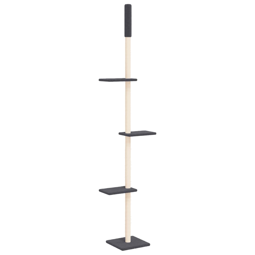 Albero per Gatti Pavimento Soffitto Grigio Scuro 267,5-297,5 cm