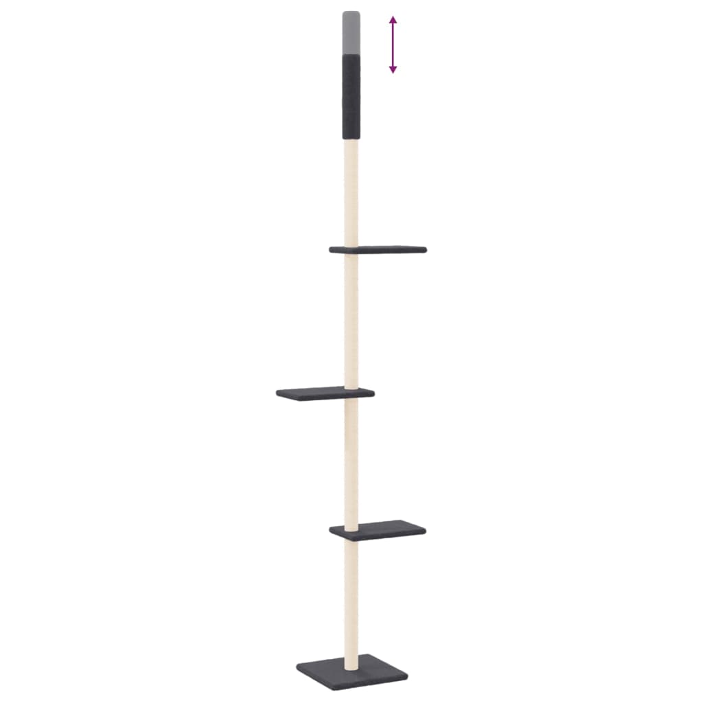 Albero per Gatti Pavimento Soffitto Grigio Scuro 267,5-297,5 cm