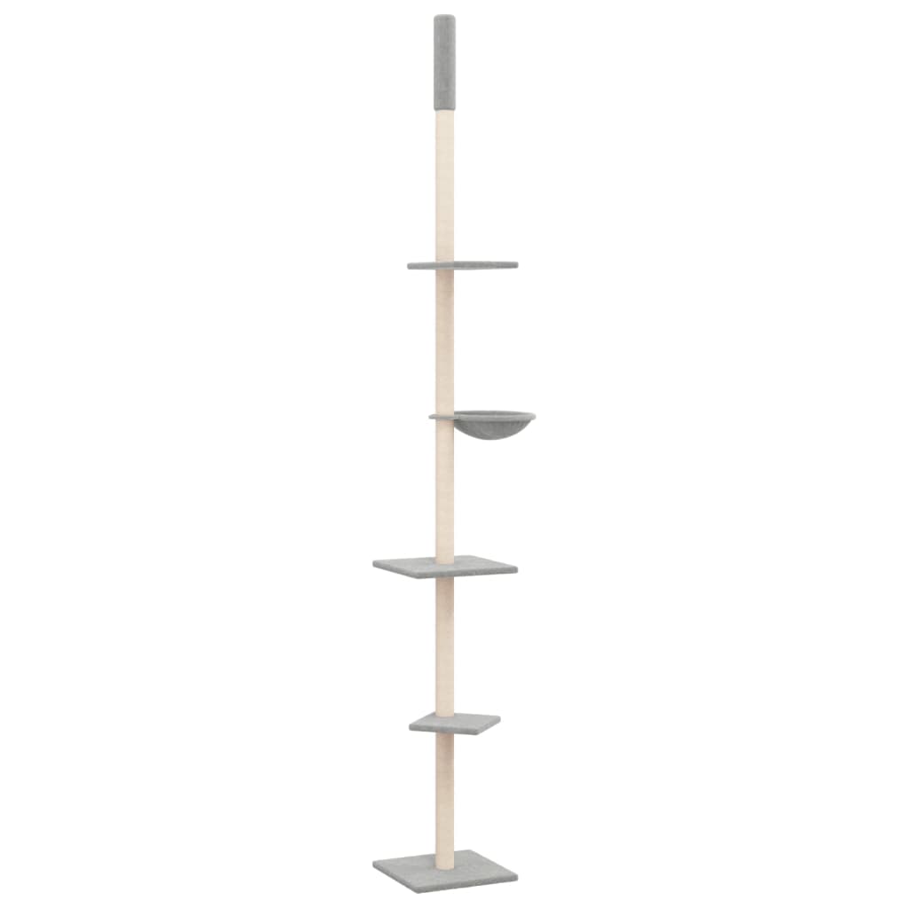 Albero per Gatti Pavimento Soffitto Grigio Chiaro 263,5-289,5cm 171709