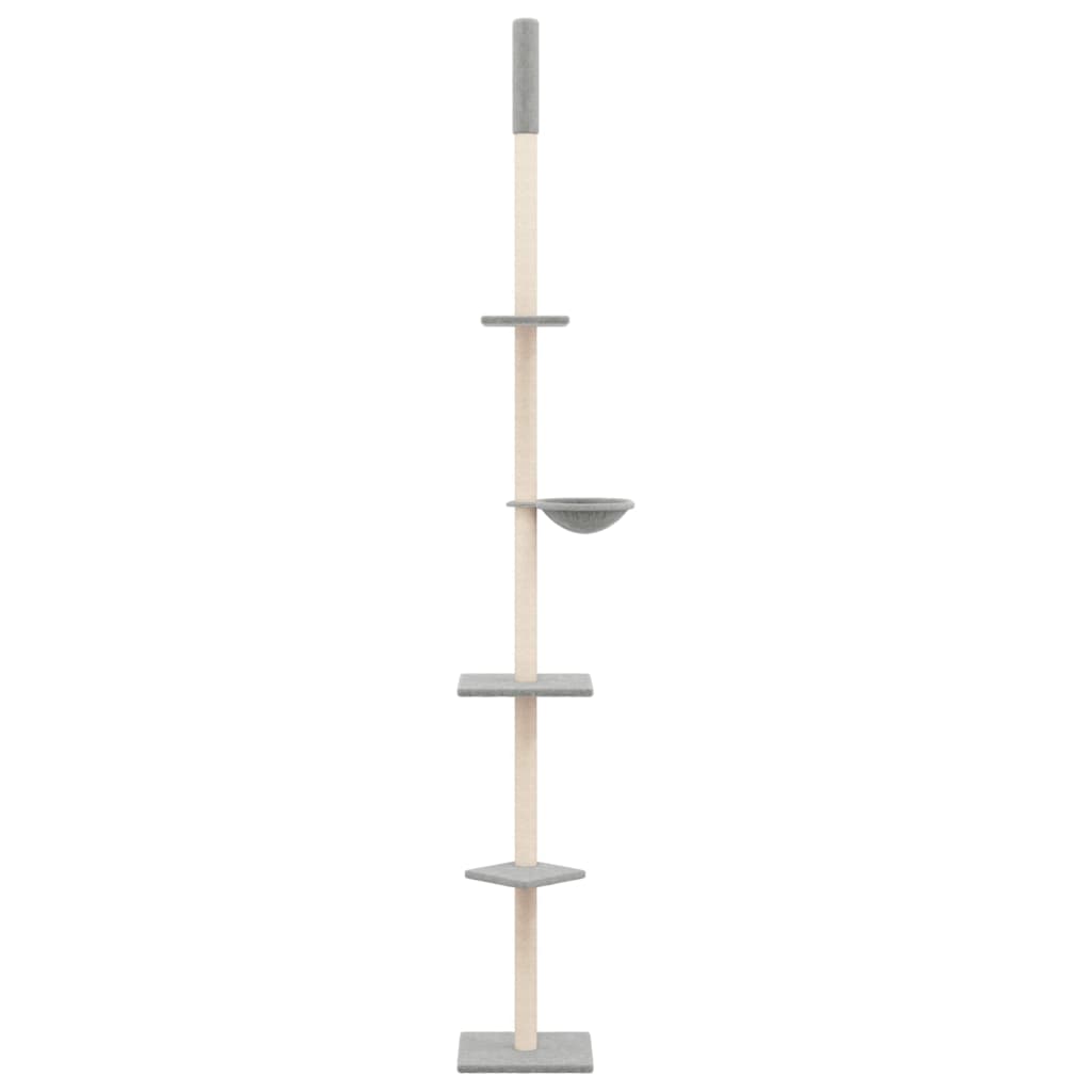 Albero per Gatti Pavimento Soffitto Grigio Chiaro 263,5-289,5cm 171709