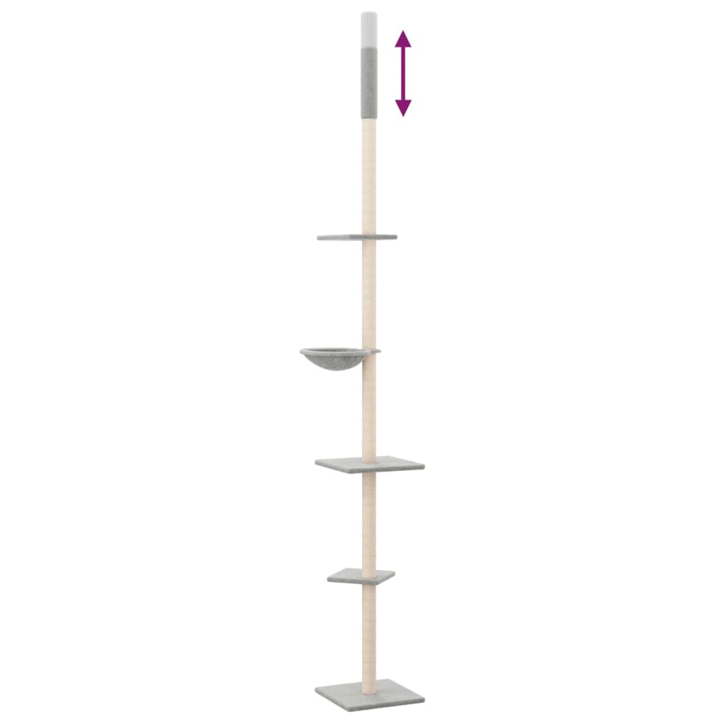 Albero per Gatti Pavimento Soffitto Grigio Chiaro 263,5-289,5cm