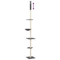 Albero per Gatti Pavimento Soffitto Grigio Scuro 263,5-289,5 cm 171710