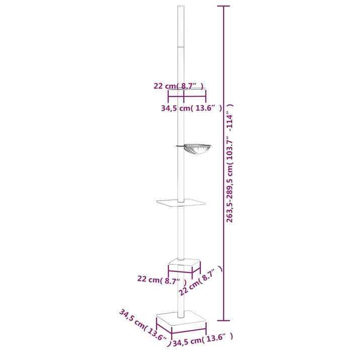 Albero per Gatti Pavimento Soffitto Grigio Scuro 263,5-289,5 cm 171710