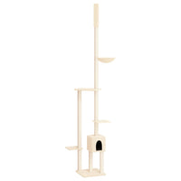 Albero per Gatti da Pavimento a Soffitto Crema 258,5-284,5 cm