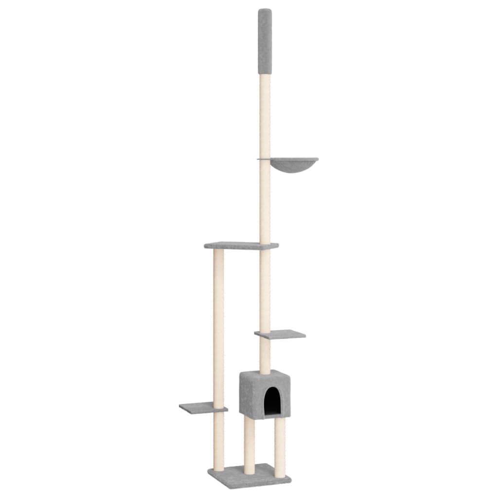 Albero per Gatti Pavimento Soffitto Grigio Chiaro 258,5-284,5cm 171718