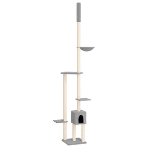 Albero per Gatti Pavimento Soffitto Grigio Chiaro 258,5-284,5cm