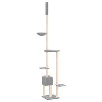 Albero per Gatti Pavimento Soffitto Grigio Chiaro 258,5-284,5cm 171718