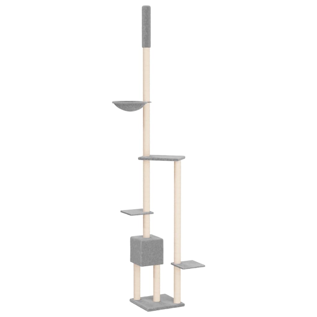 Albero per Gatti Pavimento Soffitto Grigio Chiaro 258,5-284,5cm