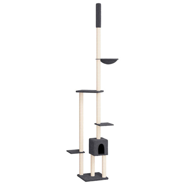 Albero per Gatti Pavimento Soffitto Grigio Scuro 258,5-284,5 cm