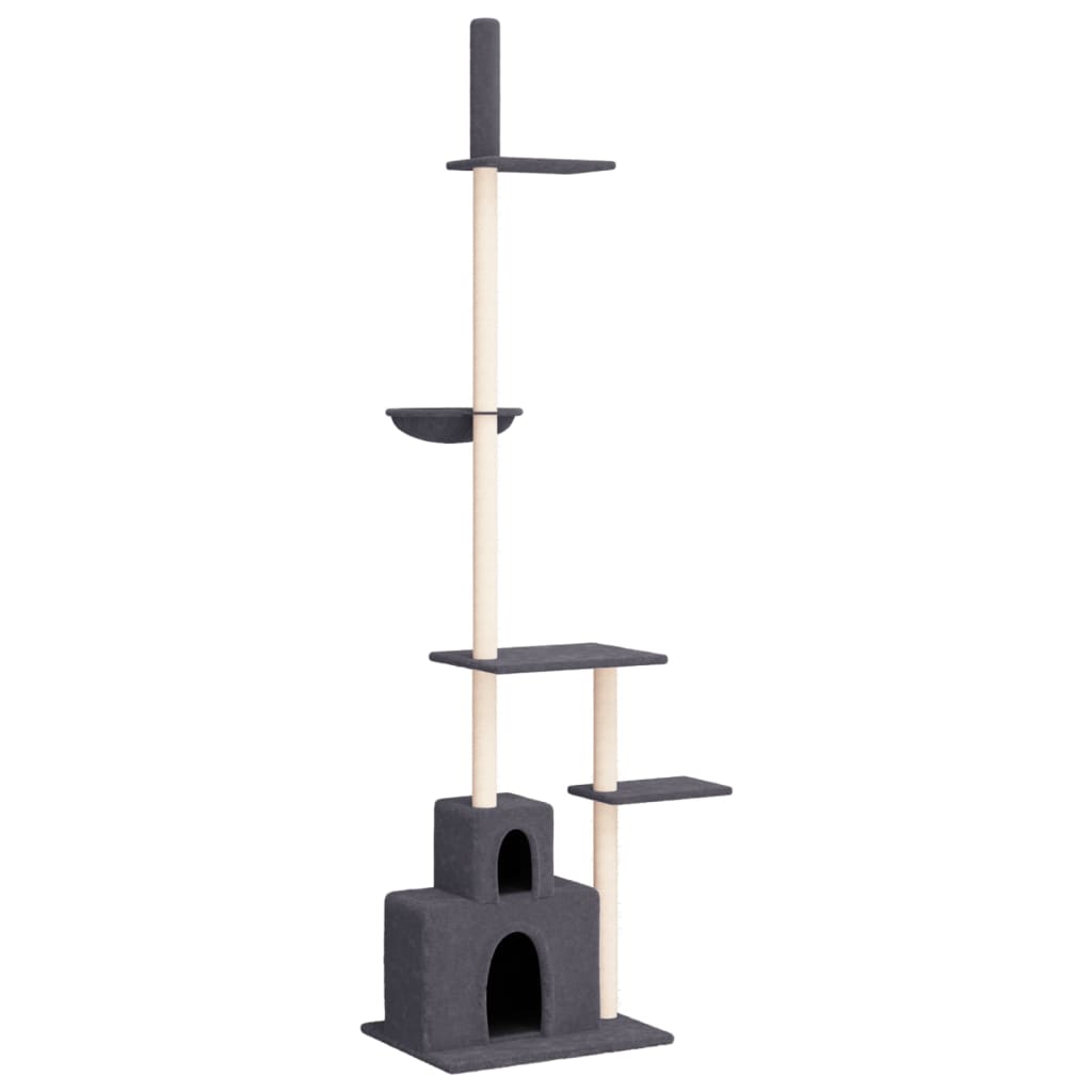 Albero per Gatti Pavimento Soffitto Grigio Scuro 250,5-276,5 cm