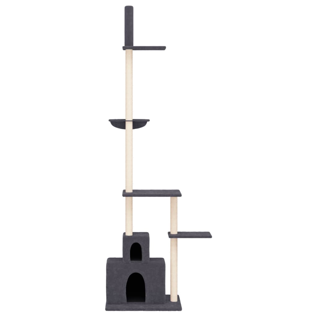 Albero per Gatti Pavimento Soffitto Grigio Scuro 250,5-276,5 cm