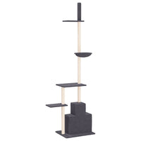 Albero per Gatti Pavimento Soffitto Grigio Scuro 250,5-276,5 cm