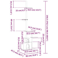 Albero per Gatti Pavimento Soffitto Grigio Scuro 250,5-276,5 cm