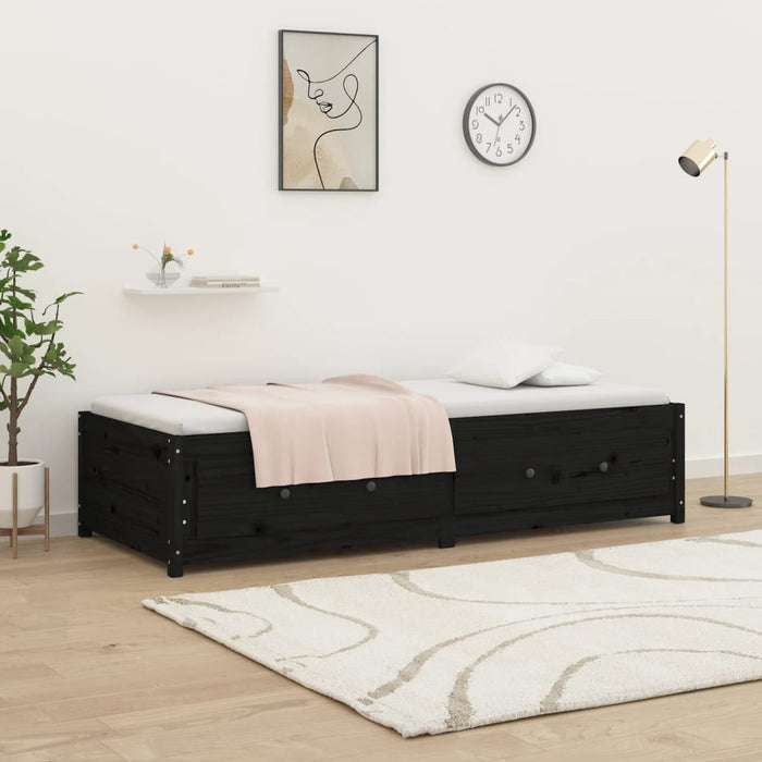 Dormeuse Nera 75x190cm 2FT6 Small Single Legno Massello di Pino cod mxl 55907