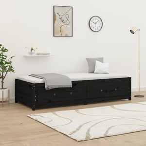 Dormeuse Nera 75x190cm 2FT6 Small Single Legno Massello di Pino cod mxl 55907