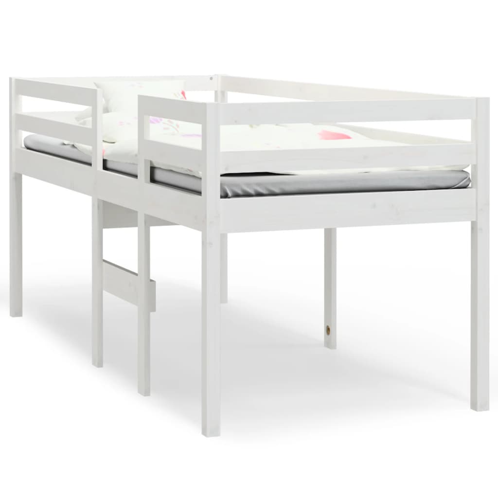 Letto a Soppalco Bianco 90x200 cm in Legno Massello di Pino cod mxl 64978